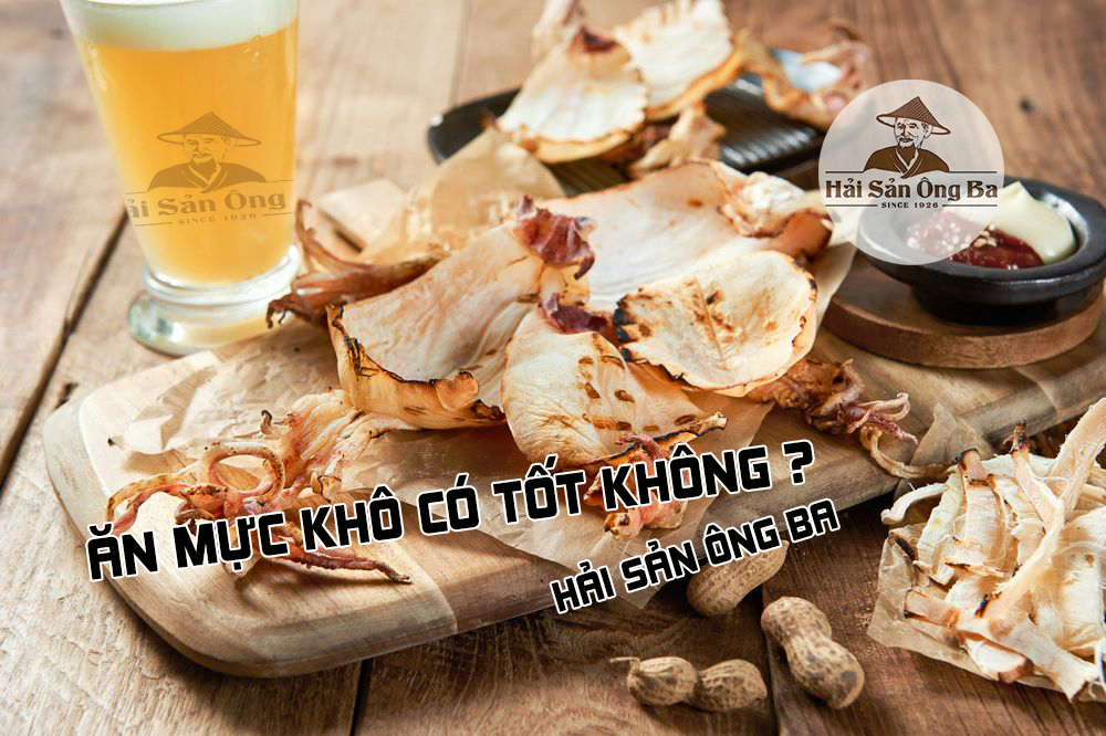 mực khô, cốc bia